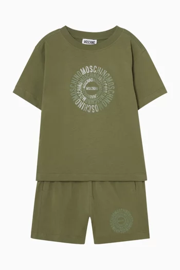 Circular Logo T-shirt & Shorts Set in Cotton