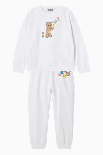 Bear Logo-print Tracksuit Set in Cotton Fleece