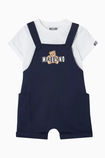 طقم تي شيرت ودنغري بطبعة دب