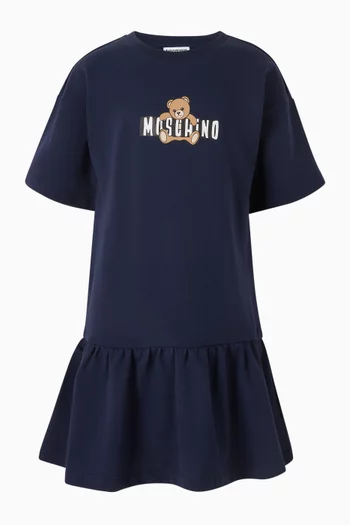 فستان بنمط تي شيرت بطبعة دب تيدي جيرسيه