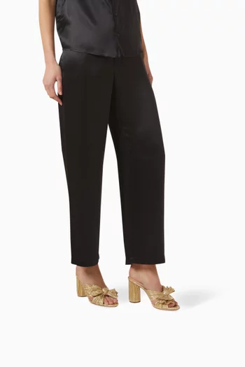 Penny Pleated Mules in Metallic Leather