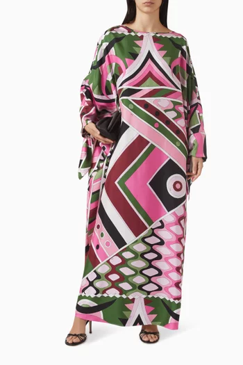 Vivara-print Maxi Dress in Silk Twill