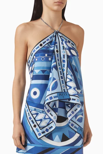 Vivara-print Scarf Top in Silk Twill