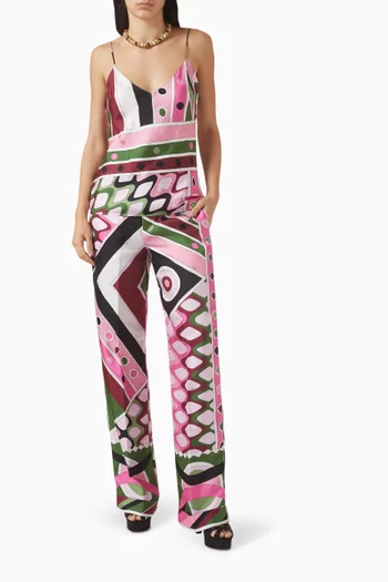 Printed Wide-leg Pants in Silk