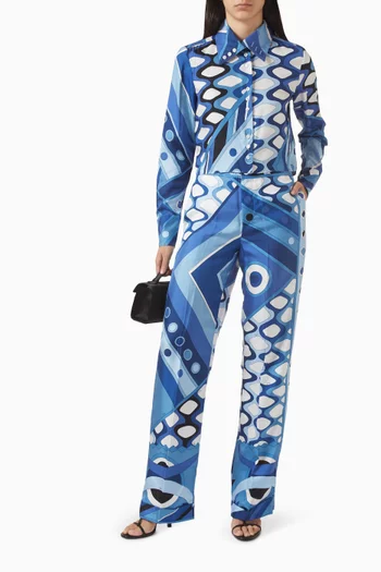 قميص قصير بنقشة فيفارا حرير تويل