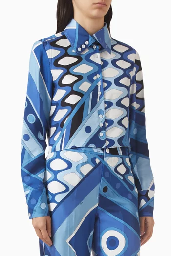 قميص قصير بنقشة فيفارا حرير تويل