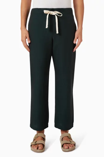 بنطال بحزام خصر مطاطي كتان