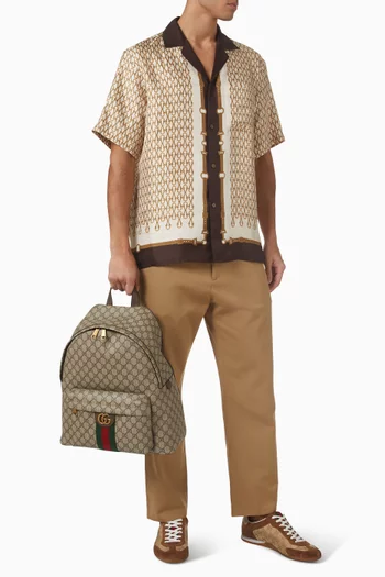 حقيبة ظهر أوفيديا متوسطة قنب بنقشة حرفي GG