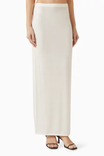 تنورة كاميليا طويلة صوف مارينو وحرير