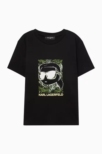 تي شيرت بطبعة شعار الماركة قطن