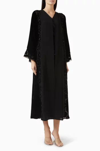 Embellished Lace-trim Abaya