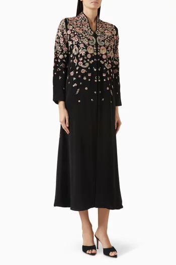 Floral-embroidered Abaya