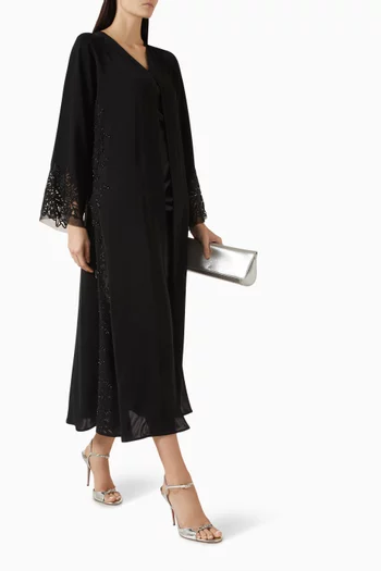 Embellished Lace-trim Abaya