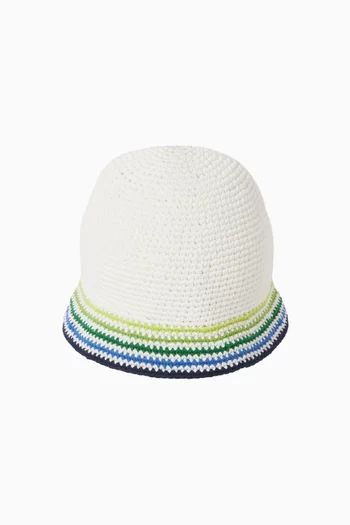 Striped Logo Bucket Hat in Crochet