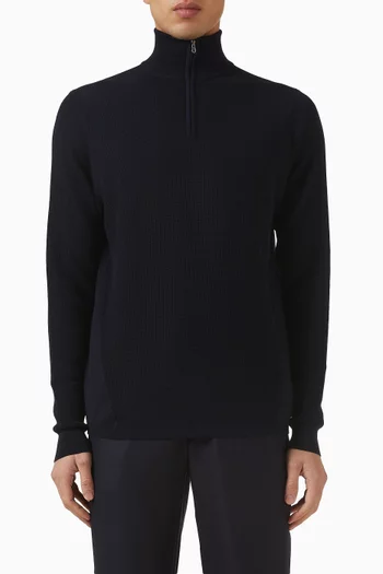 Half-zip Turtleneck in Waffle-knit