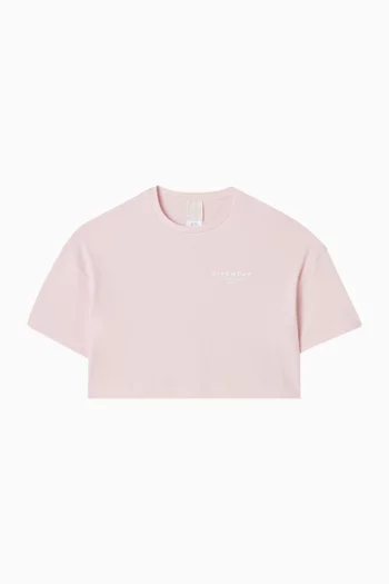 Cropped Logo T-shirt in Cotton