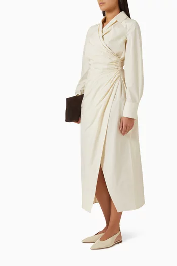 فستان بكشكش قطن بوبلين