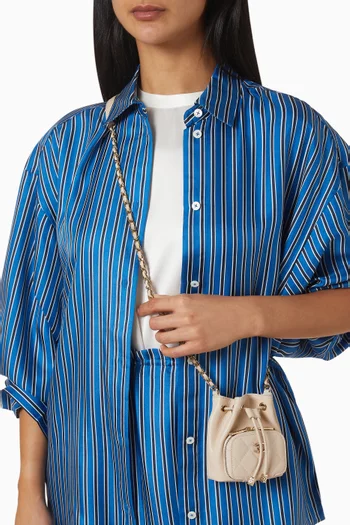 Clutch with Chain Bucket Bag in Leather