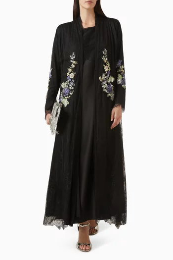 3-piece Embroidered Abaya Set