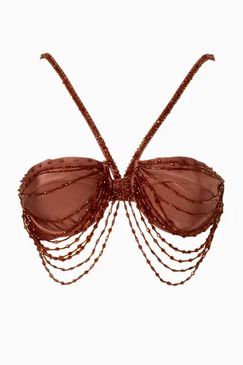 x Camila Coelho Golden Dune Embellished Bikini Top