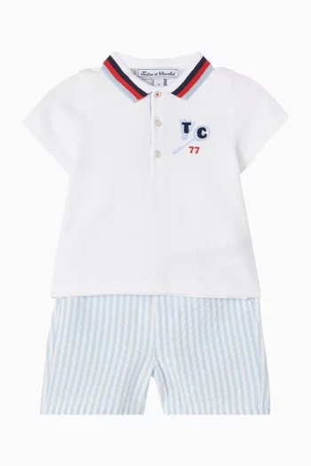 Seaside-embroidered Polo Shirt in Cotton-pique