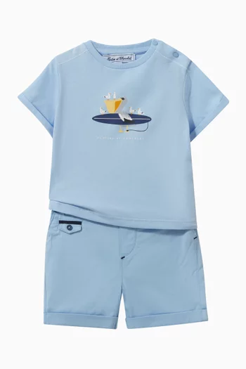 تي شيرت بطبعة بحرية قطن