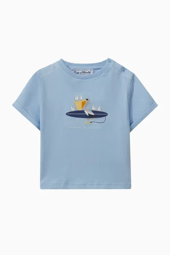 تي شيرت بطبعة بحرية قطن