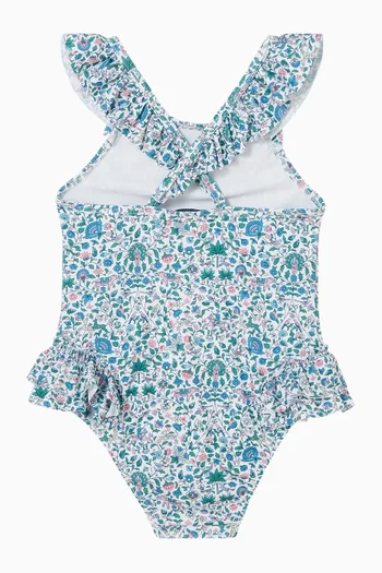 لباس سباحة بكشكش ونقشة زهور