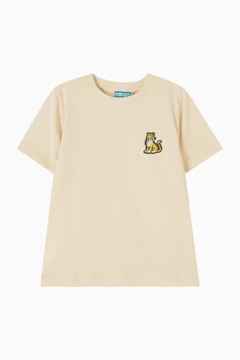 Tiger-appliqué T-shirt in Cotton