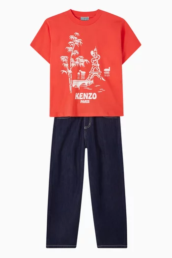 Contrast-Stitch Jeans