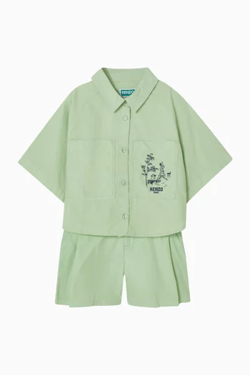 قميص بقصة فضفاضة وشعار الماركة قطن