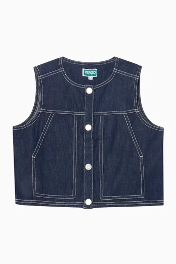 Buttoned Denim Vest