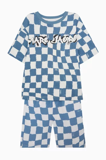 Check Print T‑Shirt in Cotton