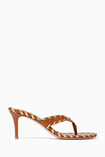 حذاء مفتوح من الخلف بسيور بنمط ثونغ جلد