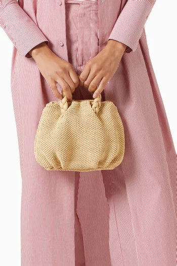 Medium Bombon Top-handle Bag in Soft Raffia