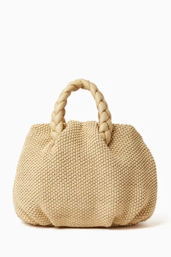 Medium Bombon Top-handle Bag in Soft Raffia