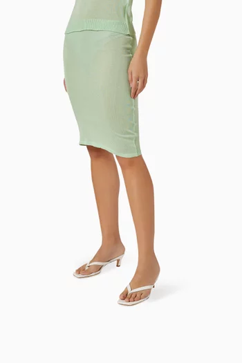 حذاء مفتوح توباز بسيور رفيعة وكعب 50 مم جلد