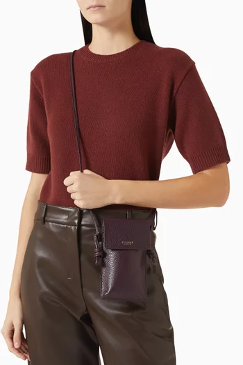 Ella Crossbody Phone Pouch in Pebbled Leather