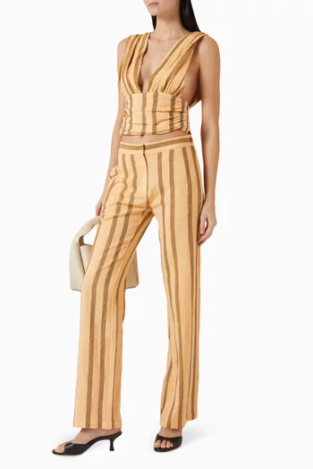 بنطال سولي بنقشة مخططة قطن