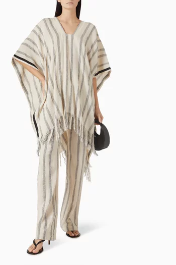 بنطال كاهي بنقشة مخططة قطن