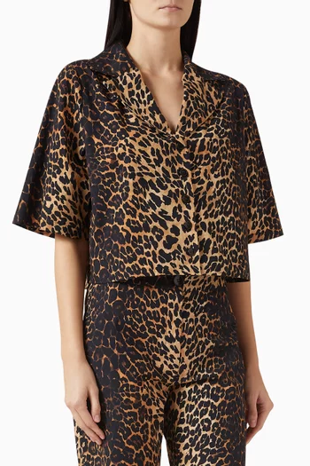 Nyra Leopard-print Cropped Shirt in Cotton