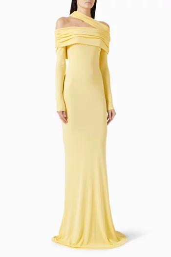 Sia Asymmetrical Maxi Dress in Jersey