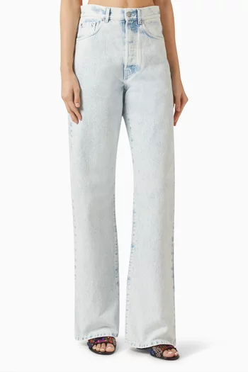 High-waist Straight-leg Jeans in Denim