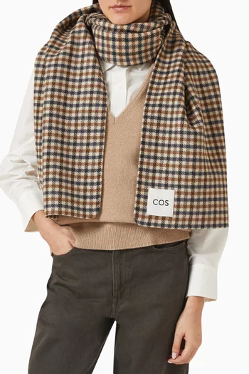 وشاح صوف مارينو بوجهين ونقشة مربعات