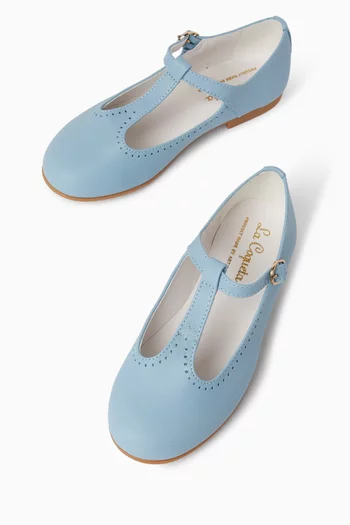 T-bar Ballet Flats in Leather