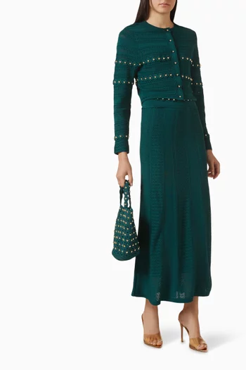 تنورة فانيا منسوجة مزينة بتطريزات بالخرز