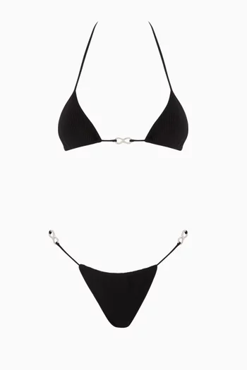 Crystal Bow Bikini Set in Stretch-rib