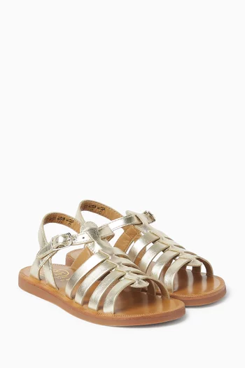 Plagette Strap Sandals in Leather