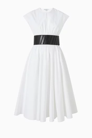 Belted Dress in Cotton Poplin