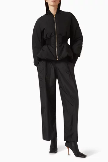 Peplum Bomber Jacket in Nylon